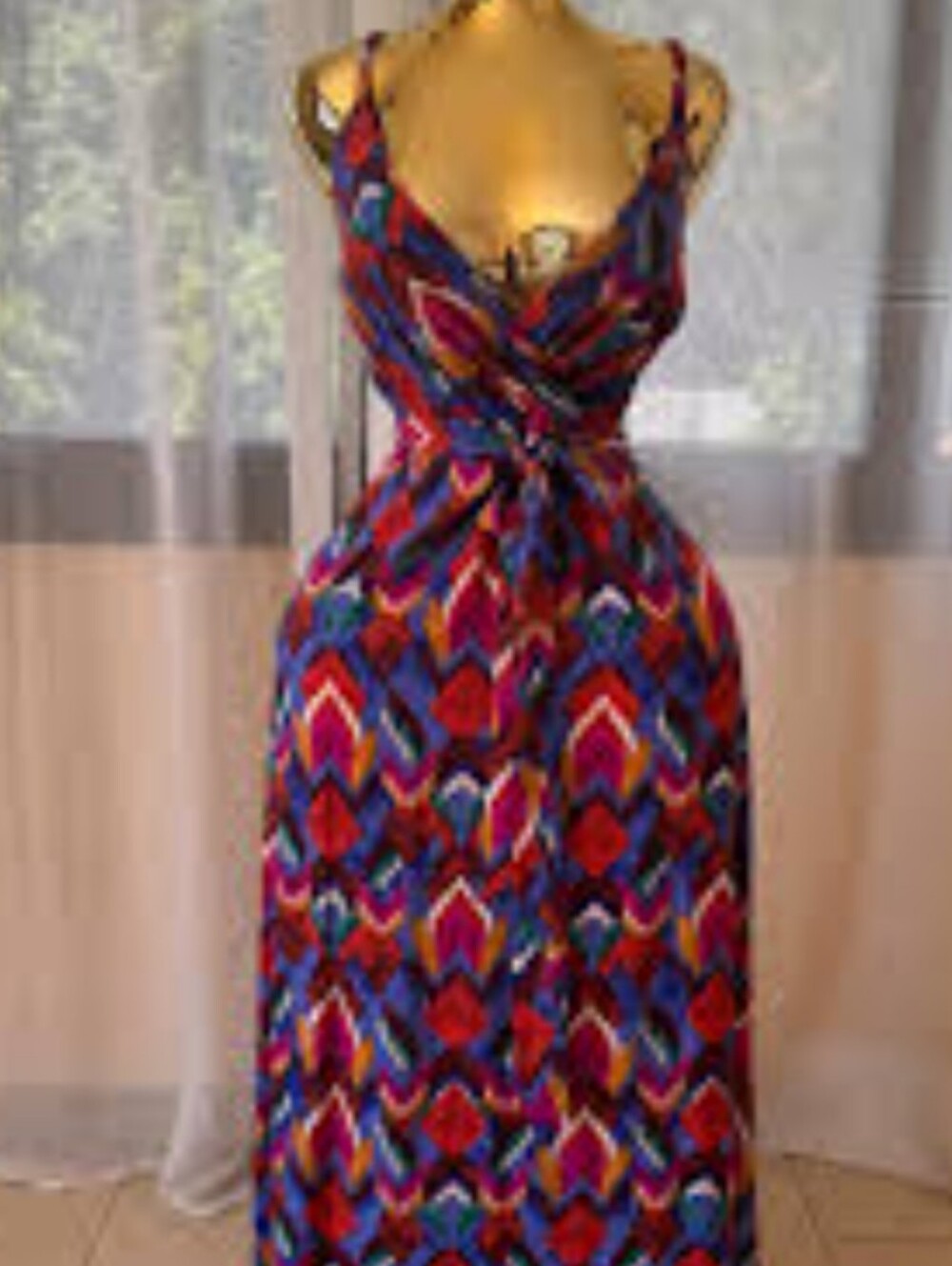 MSK Multicolor Printed Maxi Dress - Red, Blue & Purple